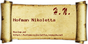Hofman Nikoletta névjegykártya